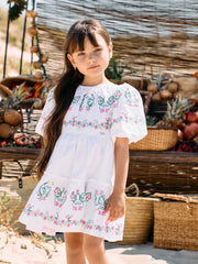 Patachou white puff sleeve dress