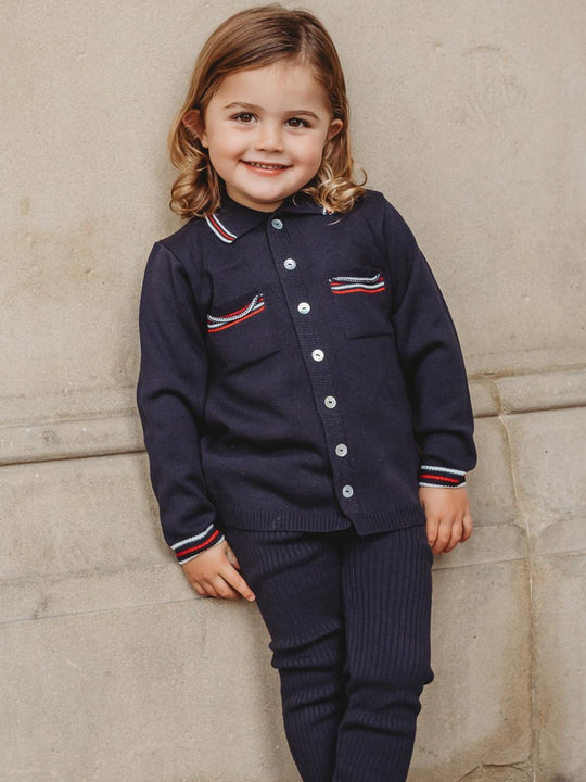 'Buttoned Up' Navy knitted cardigan & legging set