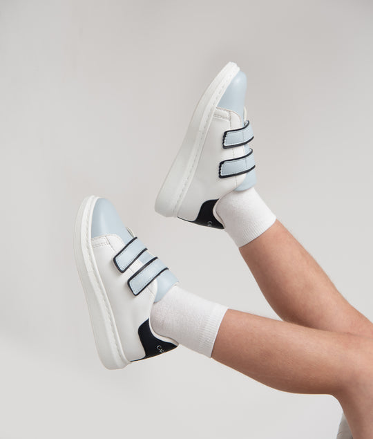 Caramelo Kids White Contrast Strap Trainers