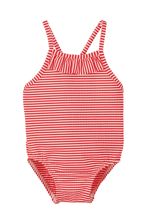 Calamaro Baby Red Striped Swim Costume
