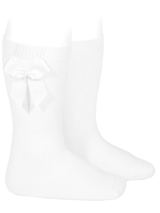 Condor white satin bow knee socks