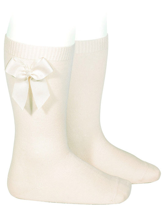 Condor ivory satin bow knee socks