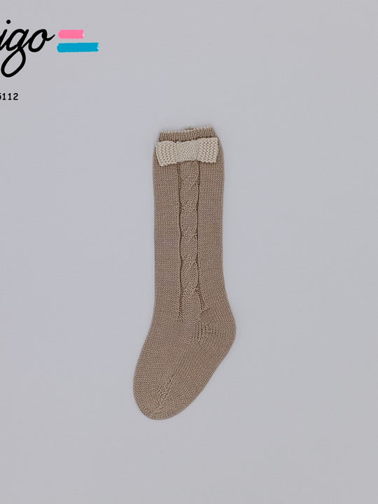 Rahigo Camel & Cream Bow Knitted Socks