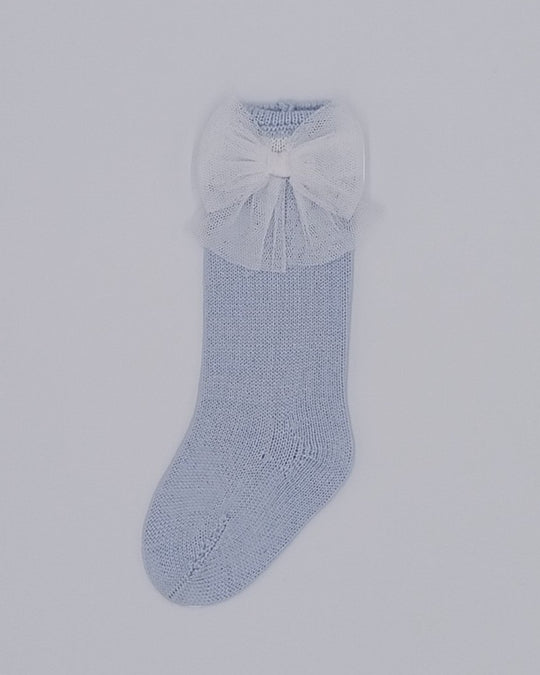 Rahigo Camel & Cream Tulle Bow Knitted Socks