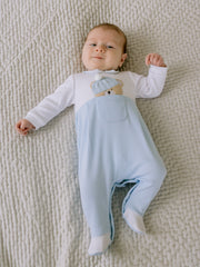 Emile et Rose 'Herbie' blue teddy babygrow