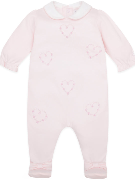 Emile et Rose 'Jenna' Baby Pink Embroidered Sleepsuit