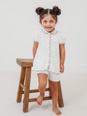 Sarah Louise Ivory & Beige Rosebud Embroidered knitted set - Rose & Albert