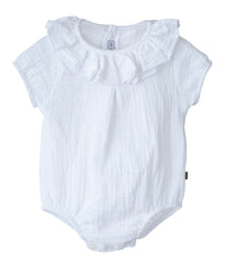 Calamaro Baby White cotton short sleeved frill vest