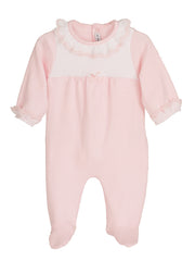 Calamaro Baby Pink Frill Collar Sleepsuit