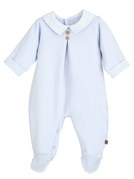 Calamaro Baby Blue Peter Pan Collar Sleepsuit