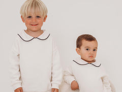 'Ari' Ivory peter pan collar sweatshirt & navy ribbed legging set