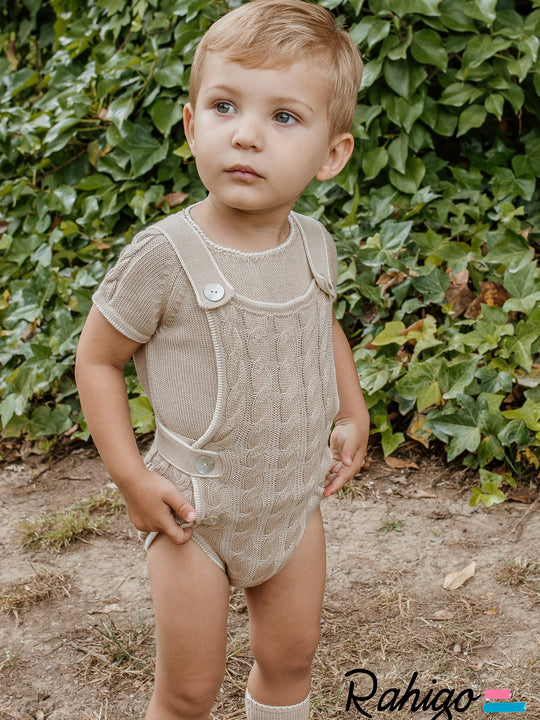 Rahigo Camel & Cream Knitted romper set