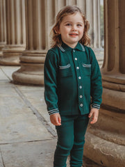 'Buttoned Up' Emerald Green knitted cardigan & legging set