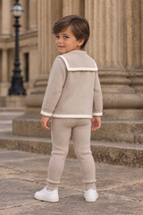 'Louis' beige & ivory knitted cardigan & legging set