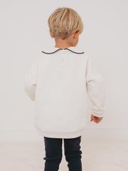 'Ari' Ivory peter pan collar sweatshirt & navy ribbed legging set