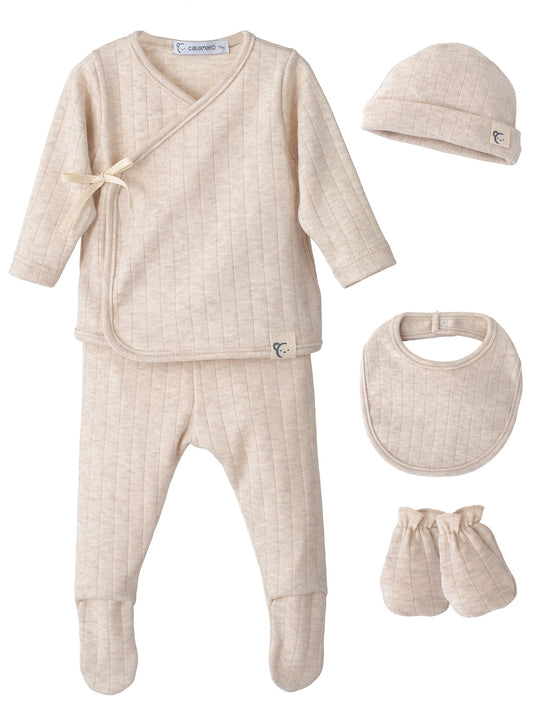 Calamaro boxed beige 6 piece baby gift set