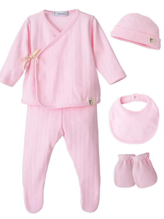 Calamaro boxed baby pink 6 piece baby gift set