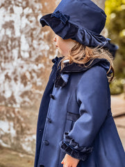 Sarah Louise Traditional velvet trimmed navy coat & hat