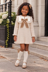 'Heirloom' beige & ivory statement knitted dress