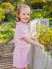 'Hallie' frill lilac towelling short set - Rose & Albert