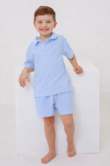 'Sidney' unisex blue towelling short set - Rose & Albert