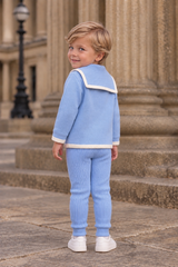 'Louis' blue & ivory knitted cardigan & legging set