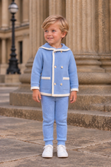'Louis' blue & ivory knitted cardigan & legging set