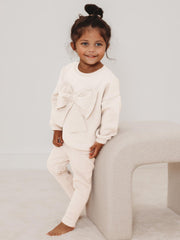 'Mia' Ivory Bow sweatshirt & ribbed legging set