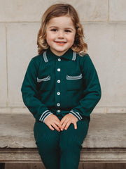 'Buttoned Up' Emerald Green knitted cardigan & legging set