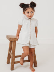 Sarah Louise Ivory & Beige Rosebud Embroidered knitted set - Rose & Albert