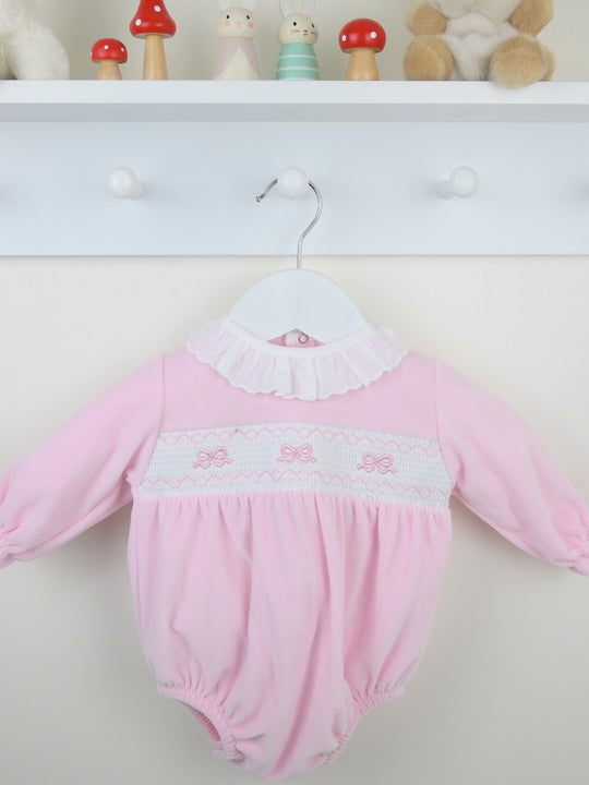 Pex velour frill collar bow romper