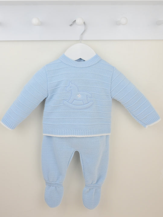 Pex 'Daniel' rocking horse knitted 2 piece set