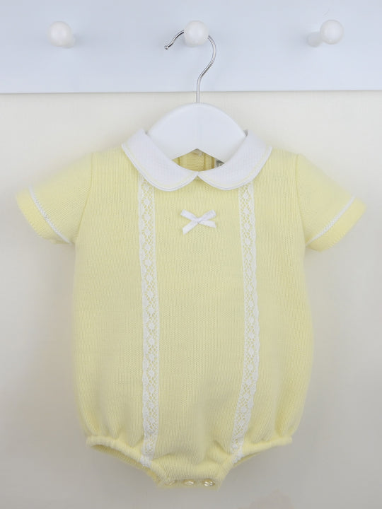 Pex 'Martha' lemon lace trim romper
