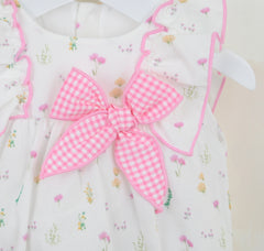 Pex 'June' pink frill detail romper