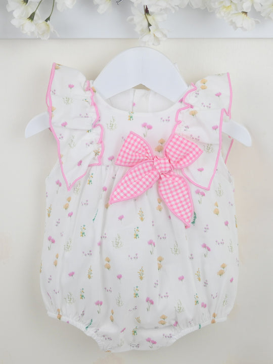 Pex 'June' pink frill detail romper