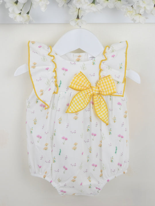 Pex 'June' lemon frill detail romper