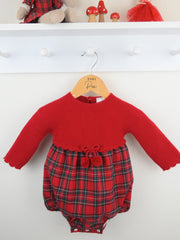 Pex 'Izzie' tartan & knitted romper