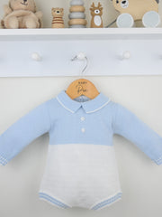 Pex 'Parker' blue & white knitted romper