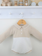 Pex 'Parker' beige & white knitted romper