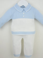 Pex 'Parker' white & blue 2 piece knitted suit