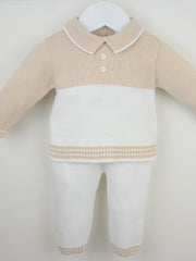 Pex 'Parker' natural 2 piece knitted suit