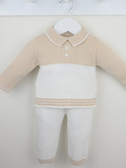 Pex 'Parker' natural 2 piece knitted suit