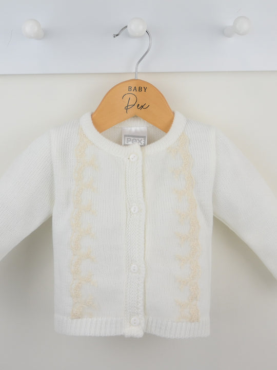 Pex 'Marianne' ivory & lace knitted cardigan