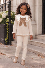 'Heirloom' beige & ivory statement knitted top & legging set