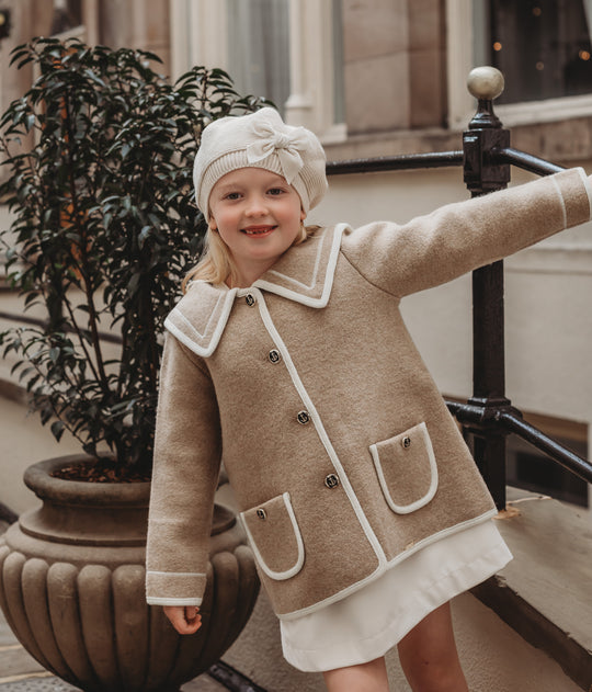 Marae Beige Merino Wool Sailor Coat