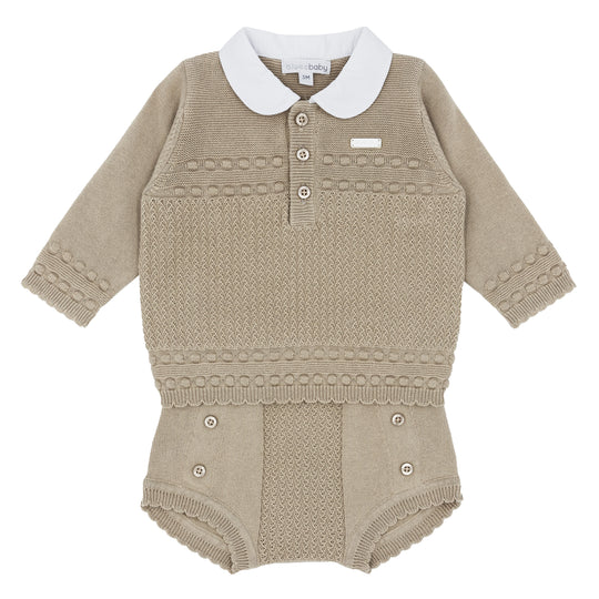 Blues Baby Beige Knitted Jam Pant Set