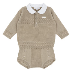 Blues Baby Beige Knitted Jam Pant Set