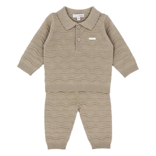 'Blues Baby' Boys Beige Knitted Two Piece Set
