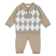 Blues Baby Knitted Boys Argyle Two Piece Set