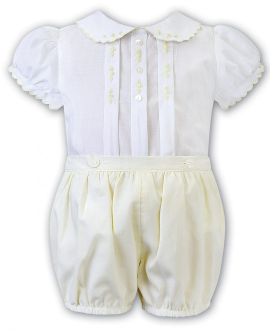 Sarah Louise lemon Rosebud Embroidered Bloomer & Blouse Set